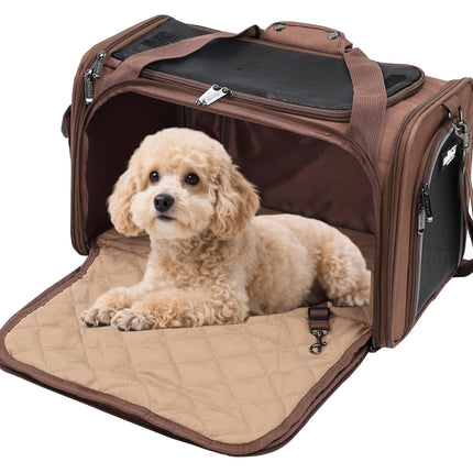 EliteField Deluxe Soft-Sided Pet Carrier (3 Year Warranty, Airline Approved), Travel Bag for Dogs, Cats & Small Pets, with Expandable Mat