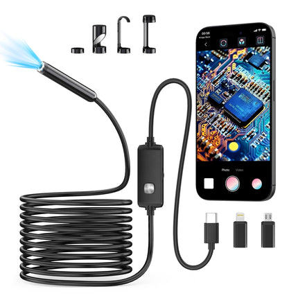 Endoscope Camera with Light,1920P HD Borescope with 8 Adjustable LED Lights