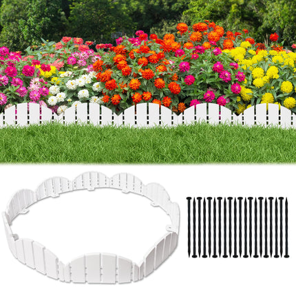 White Garden Edging Border,Garden Lawn Border with Anchoring Spikes,Lawn Edging Border for Lawn,Flower Garden Outdoor Patio Pathway,No Dig Flexible Lawn Edging (30)