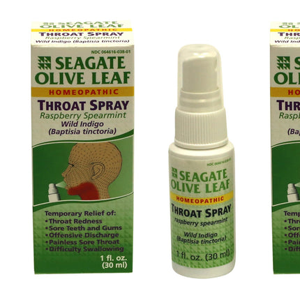 Seagate Products Homeopathic Olive Leaf Throat Spray (Pack of 2) 1 Ounce Raspberry-Spearmint