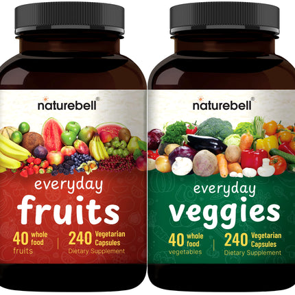 Fruit and Veggies Supplement – 480 Total Vegetarian Capsules | Balance of Natural 40 Whole Fruits & Veggies Blend | Fresh Superfood Formula with Vitamins and Minerals – Non-GMO