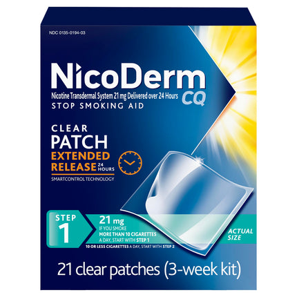 NicoDerm CQ Nicotine Patches and Support Program 21 mg, Step 1 - 21 Ct