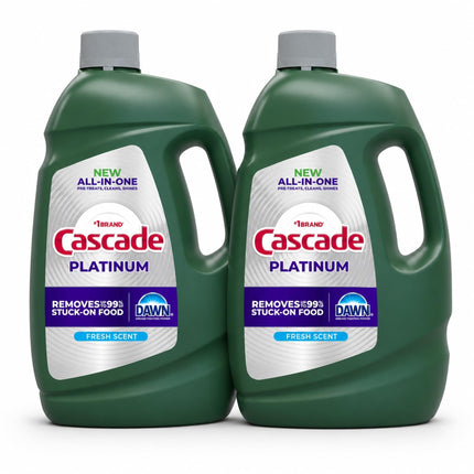 Cascade Platinum Dishwashing Liquid Gel - Fresh Scent, 125 oz. (2 Pack)