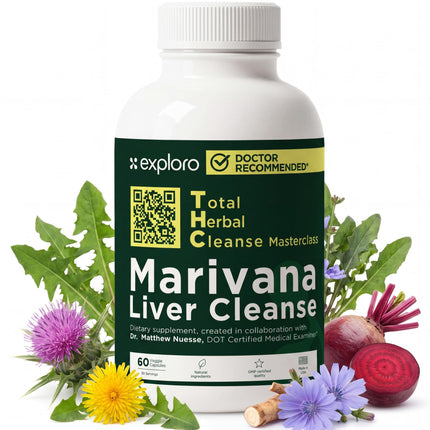 Exploro Liver Cleanser Full Body Detox, Complete Detoxification for Heavy User, Prepare Before Your Workplace Test, 60 Capsules with Turmeric, Zinc, Milk Thistle, Dandelion Root