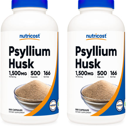 Nutricost Psyllium Husk 1500mg; 500 Capsules (2 Bottles)