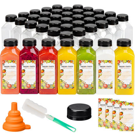 TOMNK 45pcs 12oz Reusable Juice Bottles with caps, Accessories
