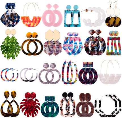 Duufin Acrylic Earrings 24 Pairs Fashion Earrings Women Statement Vacation
