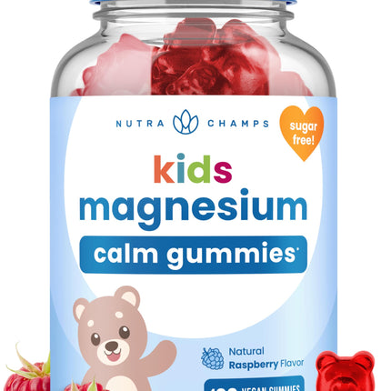 NutraChamps 120 Kids Magnesium Gummies - Sugar Free Calm Magnesium Gummies for Kids - 4 Month Supply - Supports Bone Health, Sleep
