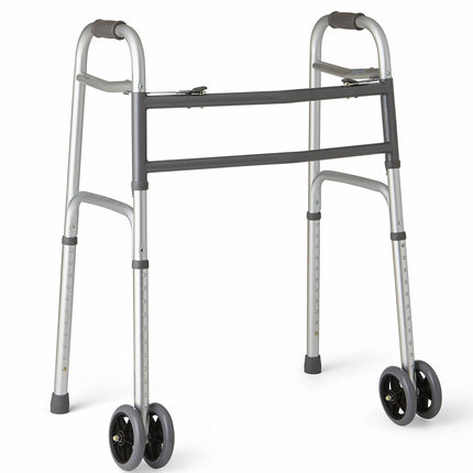 Medline Heavy-Duty Bariatric Folding Walker with 5” Wheels and Durable Handles, 500 lb. Weight Capacity