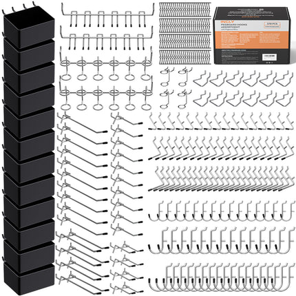 INCLY 278PCS Pegboard Accessories Organizer Kit with Peg Borad Hooks & Bins