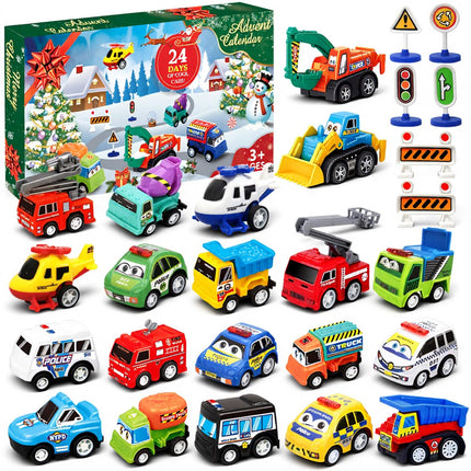 2026 Advent Calendar for Kids Boys, 24 Days Toy Cars with Scene Accessories