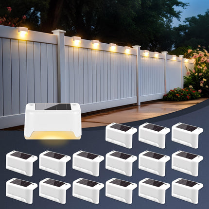 SOLPEX Solar Fence Lights Outdoor 16 Pack, Solar Step Lights Waterproof Led Solares Light for Outdoor Stairs, Deck, Fence, Yard, Patio, and Balcony(Warm White)