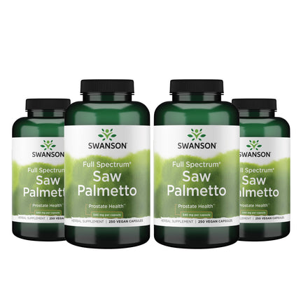 Swanson Saw Palmetto Full Spectrum Herbal Supplement for Men Seeking Prostate, Hair, and Urinary Health Support - 540 mg (250 Vegan Capsules, 4 Pack)