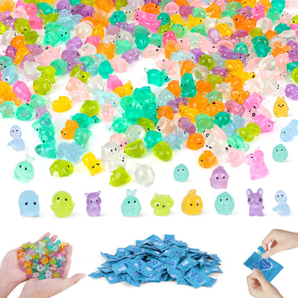 ShtNeeg 300PCS Mystery Mini Resin Animal Blind Bags, Glow in The Dark Tiny Animal Figures, 50+ Animal Combination Sets for Classroom Prizes, Party Favors, Fairy Garden & DIY Decor