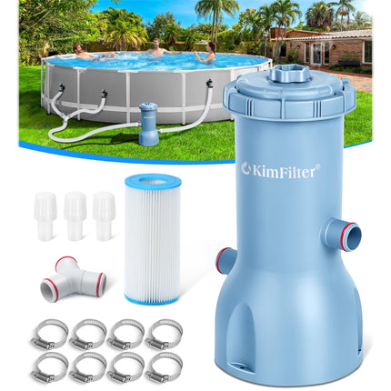 KimFilter Pro Series 1000 GPH Above Ground Pool Filter Pump, Powerful Pool Cartridge Filter Pump, Water Circulation and Filtration System -Improved Water Clean & Clarity, Pools Pumps Above Ground-Blue
