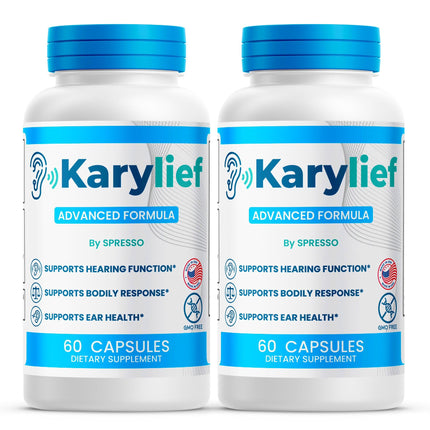 (2 Pack) Karylief Capsules, Official Tinnitus & Ear Health Advanced Support Supplement with Premium Ingredients, All Natural Karilief for Ringing Ears, Clarity & Overall Wellness (120 Capsules)