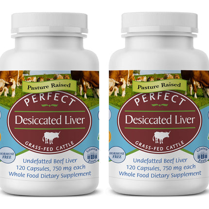 Perfect Supplements – Perfect Desiccated Liver – 120 Capsules – Undefatted Beef Liver – Natural Source of Protein, Iron, Vitamins A & B – 2 Pack