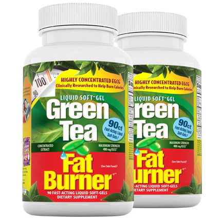 Applied Nutrition Green Tea Fat Burner - 90 Liquid Soft-Gels, Pack of 2 - Increases Calorie Burning & Supplies Powerful Antioxidants - 90 Total Servings