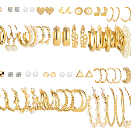 FAXHION 36 Pairs Gold Earrings Set for Women