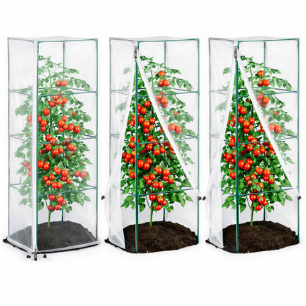 Garden Bird Netting, 3 Pack Tomato Cage Netting with Zipper, 18" x 60"