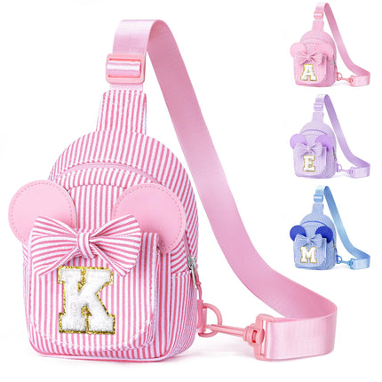YOOLIFE Girls Kids Sling Bag, Pink Initial Crossbody Bag for Kid, Girls Sling Bags for Kids Girl Small Initial Monogram Personalized Gifts for Girl Kid Year Old Birthday Gifts (Pink K)