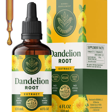 HERBAMAMA Dandelion Root Extract for Liver Cleanse – Lymphatic Drainage Drops – Dandelion Root Supplement – Non-GMO, Alcohol & Sugar-Free Liver Support Supplement - 56-Day Supply
