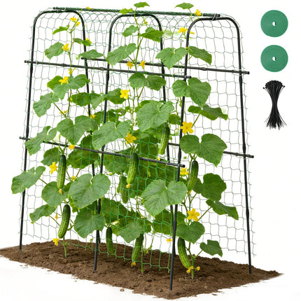 Suteck Cucumber Trellis for Raised Bed 63" x 63" U-Shaped Metal