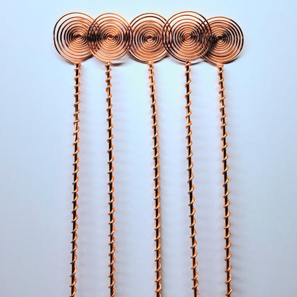 Electroculture Grows 24" Long Sun Spiral Top. Solid Copper Forever Stake. Electroculture Plant Stakes Pack of 5 - Wrapped with Pure Solid Copper