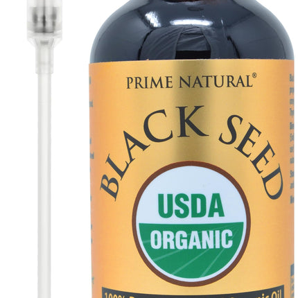 PRIME NATURAL Organic Black Seed Oil 16oz - Cold Pressed Unrefined High Thymoquinone 1.7% USDA Certified - Turkish Origin Potent Nigella Sativa Liquid - Vegan Omega 3 6 9, Antioxidant