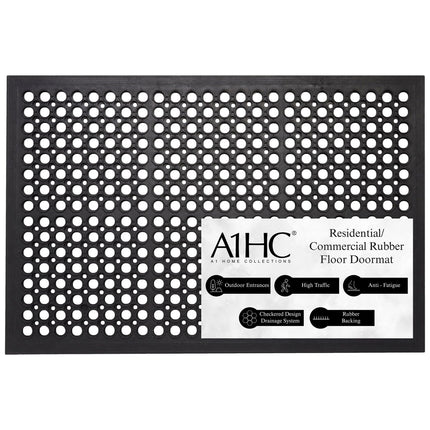 A1 Home Collections Anti Fatigue Mat, 0.6" Thick Heavy Duty Rubber Floor Mat with Drainage Holes - Non-Slip Kitchen, Bar & Restaurant Mat, 24x36 in