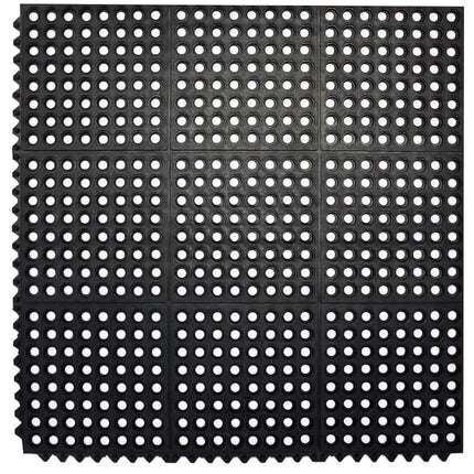 Envelor Interlocking Rubber Floor Tiles with Drainage Holes Anti Fatigue Garage Floor Mat Non Slip Wet Area Mat for Bar, Kitchen, Restaurant, Outdoor, Modular Snap Together 1-Pack, 36 x 36 inches