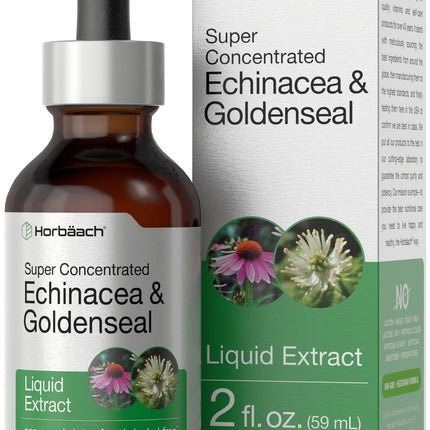 Horbäach Echinacea Goldenseal Liquid Tincture Drops | 2 fl oz | Alcohol Free Extract | Vegetarian, Non-GMO, Gluten Free Supplement