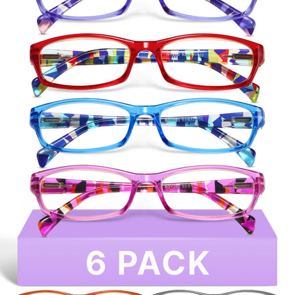 Gaoye 2.75 Reading Glasses for Women, 6 pack Fashion Readers for Women Spring Hinge Eye Glasses, Blue Light Reading Glasses