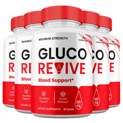 Shark Labs Gluco Revive Pills, Maximum Strength Formula with All Natural Ingredients, Gluco Revive Supplement, 5 Month Supply (5 Pack)