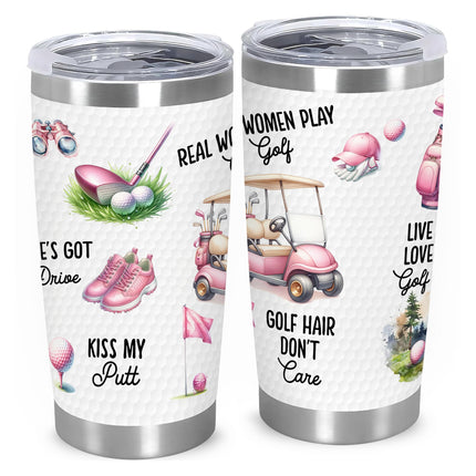 FUNITZ Golf Gifts for Women Golfers, Funny Pink Golf Tumbler for Female Golfer, Unique Golfing Gifts For Women - Golfing Travel Mug, Christmas, Ladies Golfer Mothers Day for Mom, Girlfriend