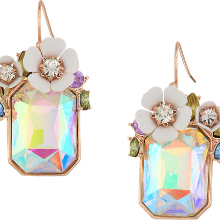 Betsey Johnson Flower Cluster Stone Drop Earrings