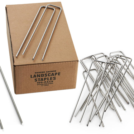 Stainless Steel Landscape Garden Staples Pins, 6-inch, 11 Gauge, Unlike Imposters Won't Rust - Perfect for Landscape Fabric, Irrigation Lines - 100 Pack