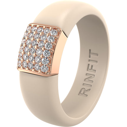 Rinfit Silicone Ring with Metal Plate & CZ for Women - Pack C, Size 8