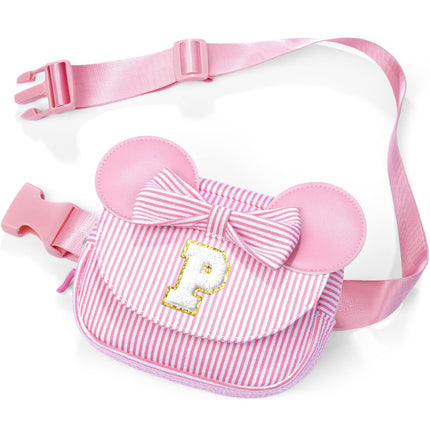 QLOVEA Birthday Gifts for 3 4 5 6 7 8 9 10 11 12 13 Year Old Girls | Gifts for Kids Girls Daughter | Personalized Initial Fanny Pack Belt Bag | Purse for Teen Girl | Pink P
