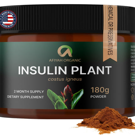 Afiyah Organic - Premium Quality Costus Igneus (Insulin Plant) Powder - No Bad Taste (2 Month Supply) - Made in the USA - Including Complete Health Support Program