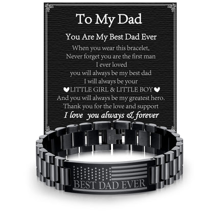 P. BLAKE Fathers Day Gift for Dad from Son Daughter, Stainless Steel Watch Bracelet Birthday Best Dad Ever Presents Jewelry for Daddy Papa Father