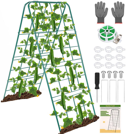 Heavy Duty Metal 50"x17" Cucumber Trellis for Raised Bed, A Frame Garden Trellis for Climbing Plants Outdoor, Plant Trellis Support for Tomato Bean Pea Grape Adjustable Vegetable Garden Trellis
