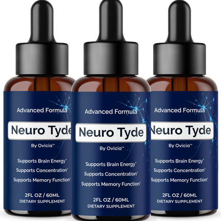 (3 Pack) NeuroTyde Drops - Neuro Tyde Support Premium Liquid Advanced Formula, Daily Neurotyde All Natural Ingredients Support Focus Memory for Overall Health & Wellness, 3 Bottles for 3 Months