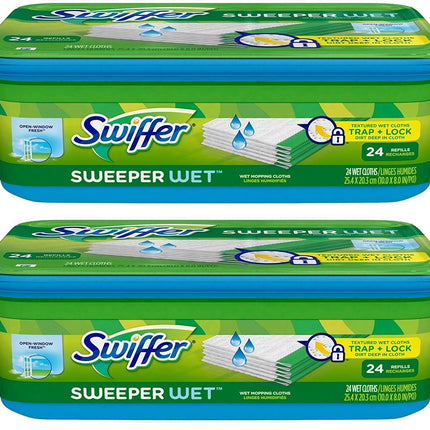 Swiffer Sweeper Wet Mopping Cloth Refill - Open Window Fresh - 24 wet cloths - 2 pk