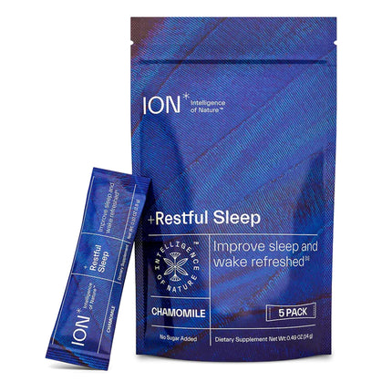 ION* Intelligence of Nature Restful Sleep - Ashwagandha Calm Sleep Aid Powder Drink Mix for Restful Night with Magnesium and L Theanine for Women and Men - 5 Packets