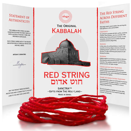 The Original Kabbalah Red String, Handmade and Blessed in The Holy Land, 100% Wool Strand, 60" Long for up to 7 Evil Eye Bracelets -incl. Prayer, Instructions & SOA