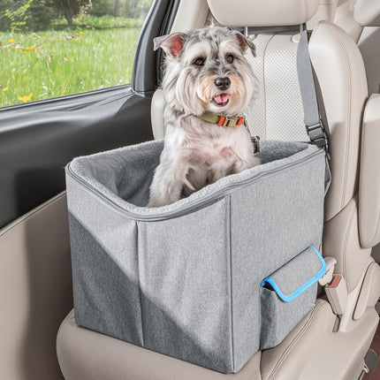 Dog Car Seat for Small Dogs, Elevated Dog Booster Seat Pet Travel Carrier Bed for Car with Adjustable Straps Pet Car Booster Seat for Small Dogs Cats
