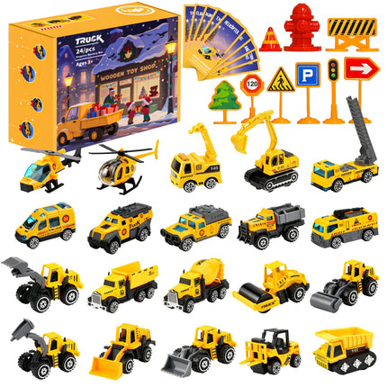Advent Calendar 2026 for Kids, 24 Days Christmas Countdown Calendar with Alloys Truck Construction Christmas Gift for Kids Boys Girls Children