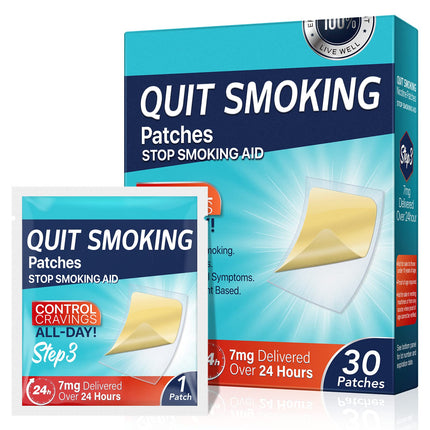 Step 3 Quit Smoking Patches, 7mg Stop Smoking Aids Patches, Easy & Effective Anti-Stickers, Helping Quit Patch, 30 Count Quit Smoking Stickers that Work with 2 Weeks