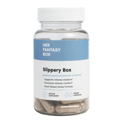 Her Fantasy Box | Slippery Box | Fast-Acting Slippery Elm Capsules for Feminine Wellness & Intimate Moisture Support – 60 Vegan Capsules